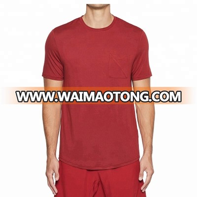 Quick dry summer mens gym t shirt custom your own logo short sleeve patch pocket with top quality