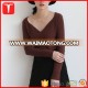 Women thin deep v neck sweater