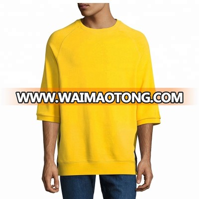 Men's Oversized Short-Sleeve Side-Zip Sweatshirt man crewneck yellow blank sweatshirt