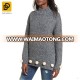 Custom design women oversized knitwear mock neck cute pompom sweater